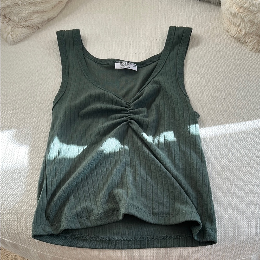 Green Sleeveless Ribbed Top